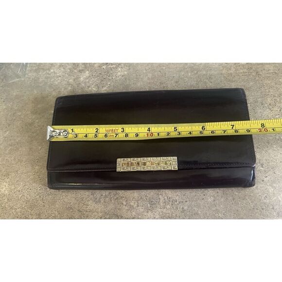GIVENCHY Vintage Luxury Designer French Wallet Black Liquid LeatherGG Logo Large - Picture 8 of 15